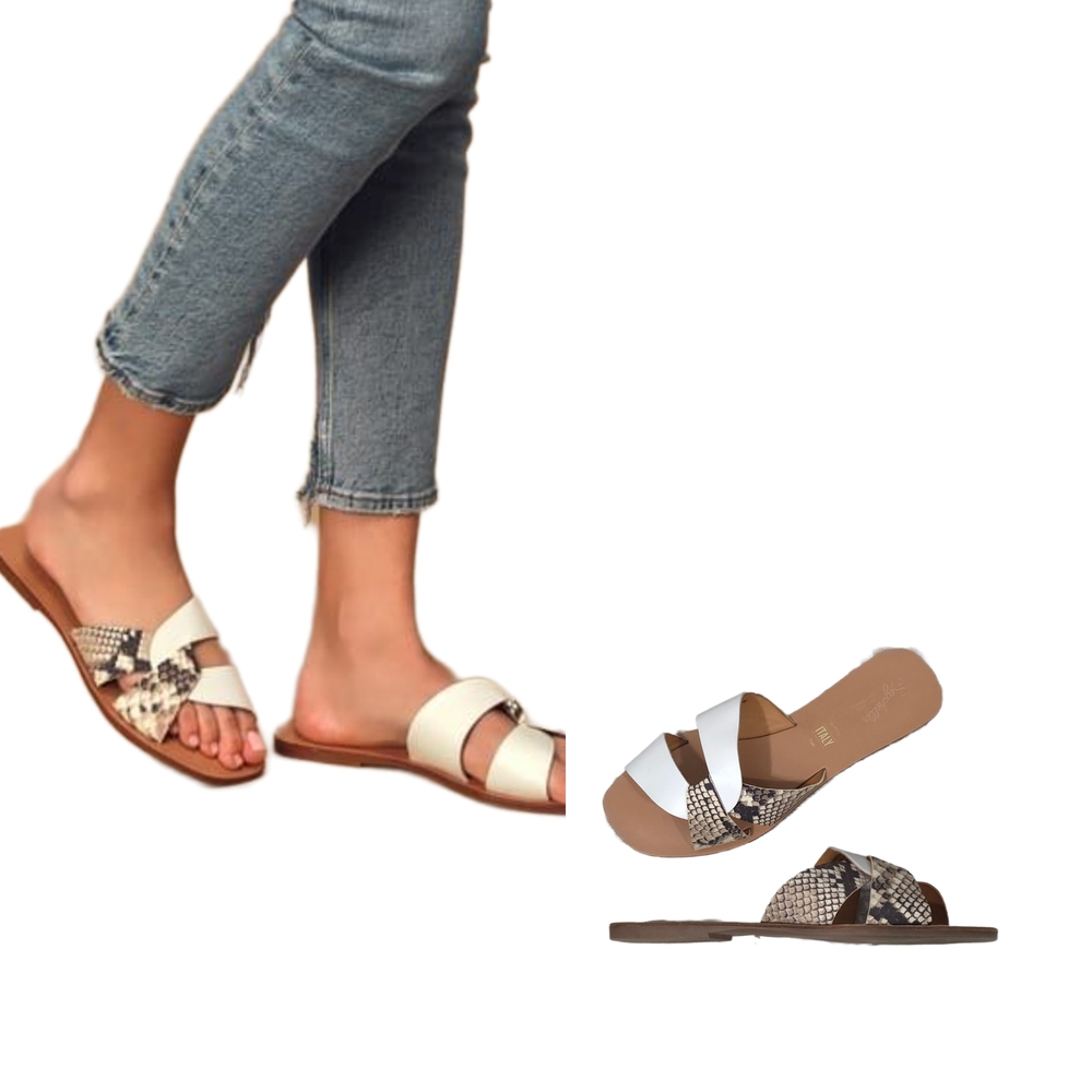 SEYCHELLES "Ray Of Sunshine/Total Relaxation" Square Toe Flat Slide Sandals